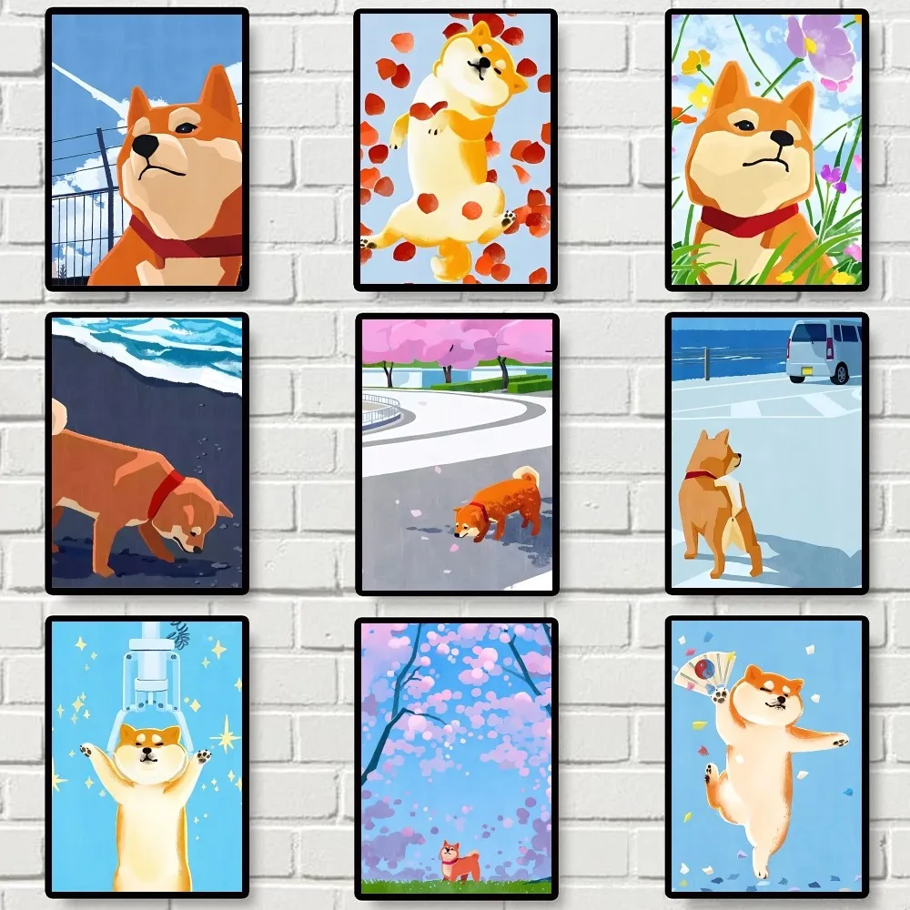 Милый Шиба-ину потерянный роскошный постер галерея принты самоклеящиеся