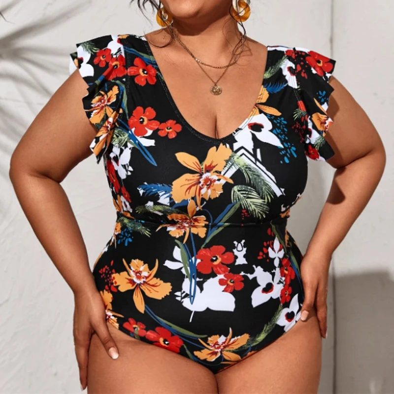 Женский слитный купальник-монокини с оборками и высокой талией |