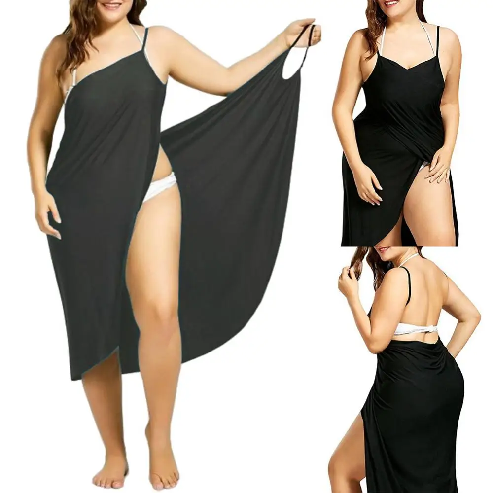 

Summer Beach Sexy Women Solid Color Wrap Dress Sun Protection Bikini Cover Up Sarongs Female Bathing Suit Swimwears