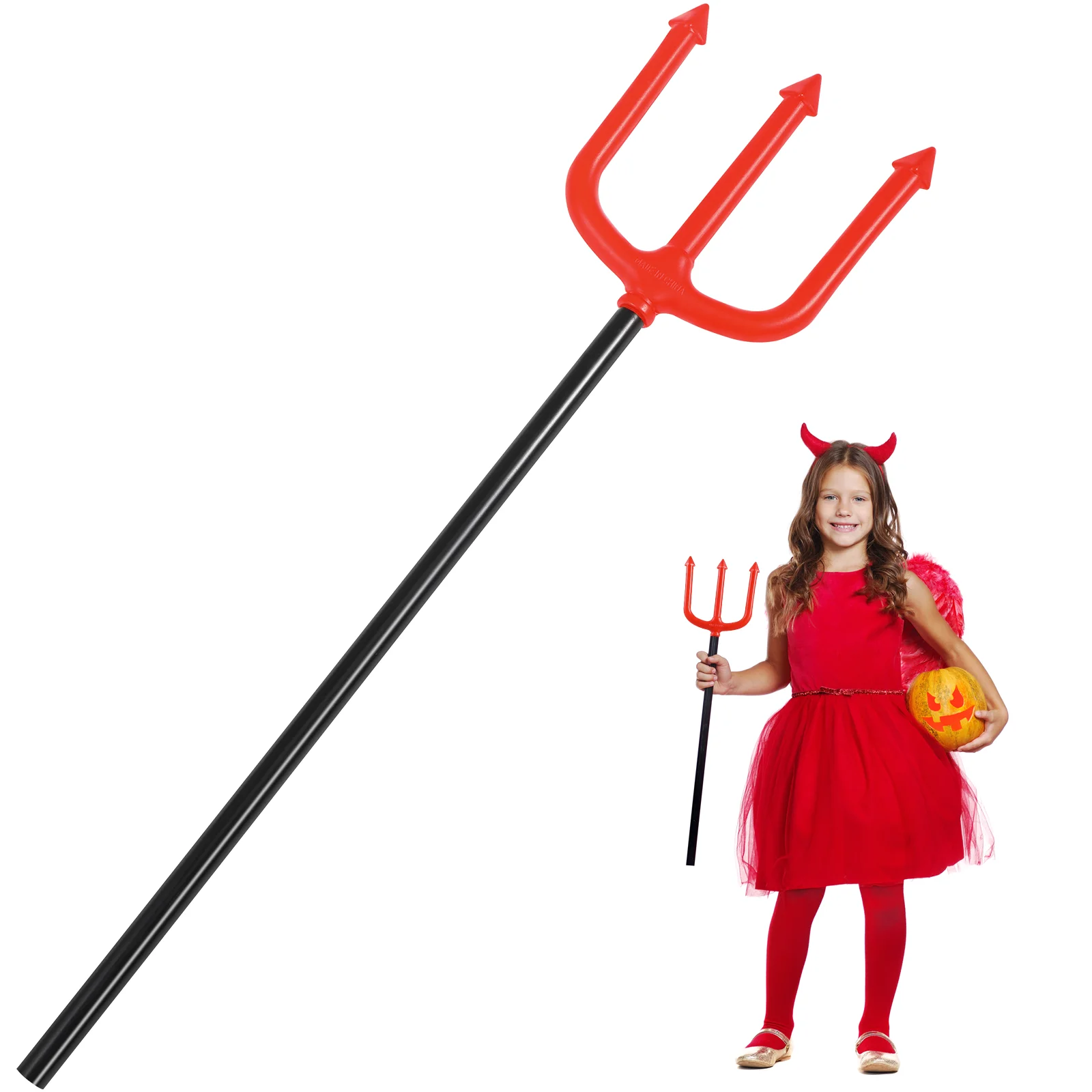 

Red Devil Pitchfork Handle Plastic Pitchfork Halloween Cosplay Accessory Party Decoration Supplies