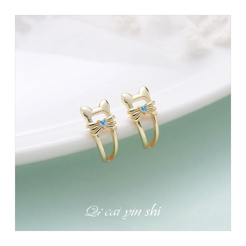 

S925 HelloKitty Cute Ear Stud Cartoon Animal Kitten Earrings All-Matching Girlish Ins Anti-Allergy Original Ear stud.Earrings