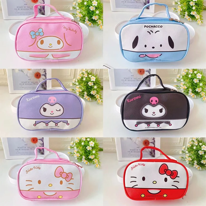 

New Sanrio Kawaii Hello Kitty My Melody Kuromi Cosmetic Bag Convenient Travel Wash Large Capacity Portable Student Pencil Case