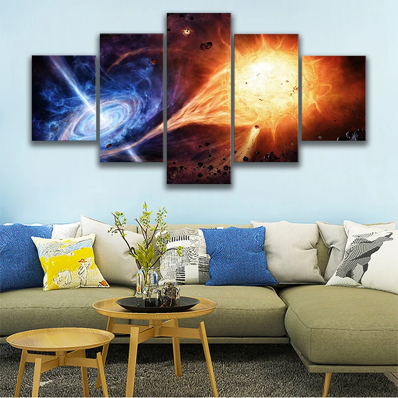 

Modular Hd Prints Picture Home Decor 5 Panel Outer Space Fantasy Black Hole Painting Canvas Poster Wall Art Living Room Frame