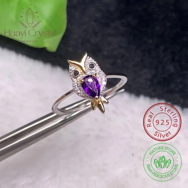 

Diopside Ring eagle Amethyst Natural Ring s925 silver inlaid diopside ring 4*6mm Fine Jewelry Accessories