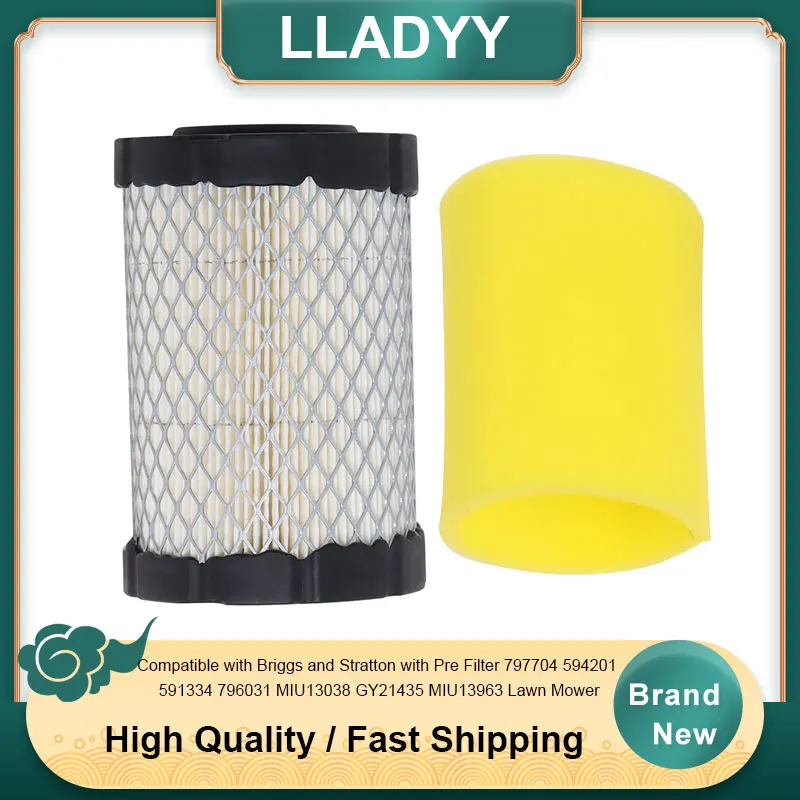 Воздушный фильтр совместимый с Briggs Stratton с предварительной фильтром 797704 594201 591334 796031 MIU13038 GY21435 MIU13963 газонокосилка