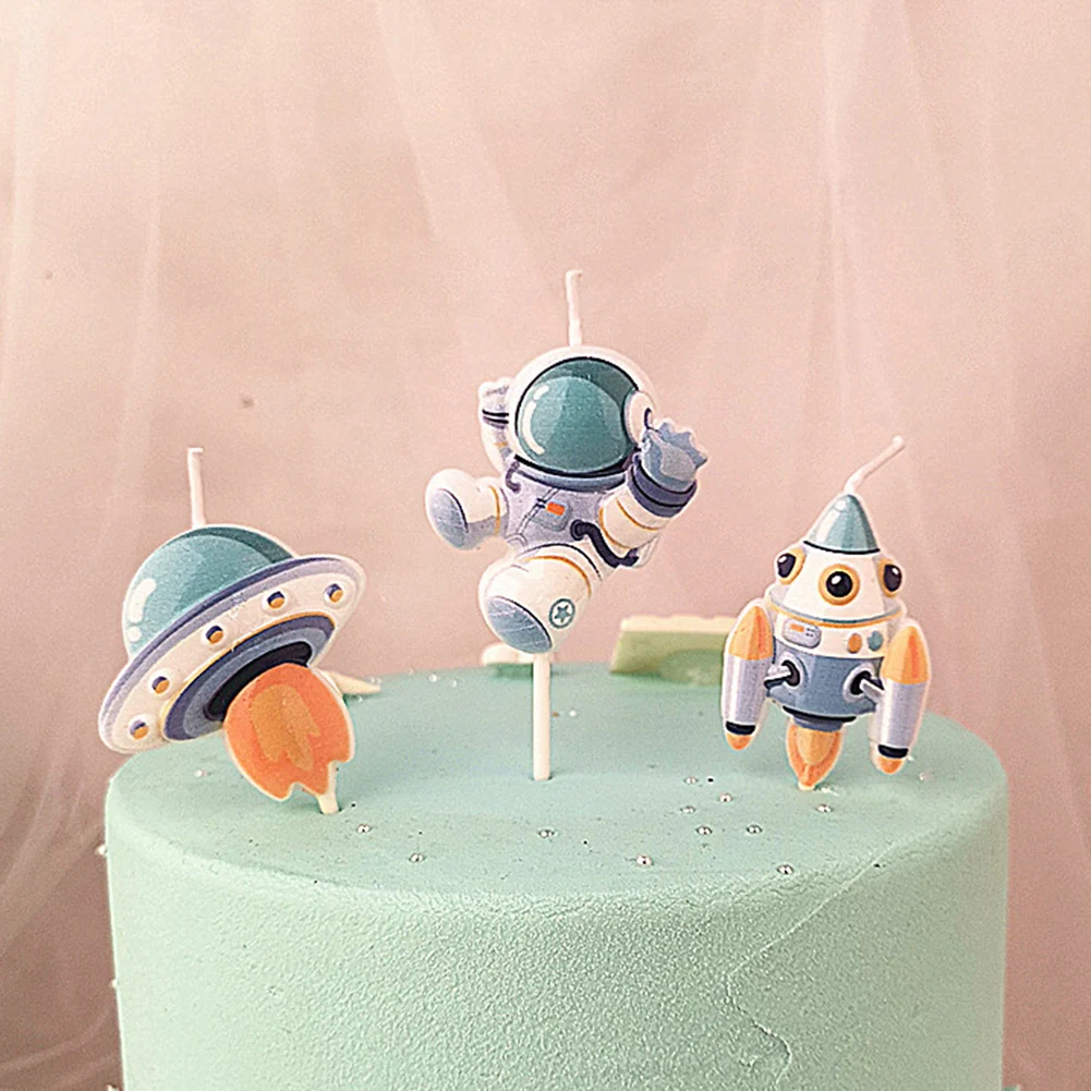 3 шт./компл. свеча в виде космонавта украшение для торта на день рождения