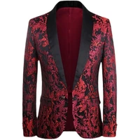 men blazer luxery designer slim fit suits for men coat evening dresses single piece fancy fall blazer burgundy red jacket 2022