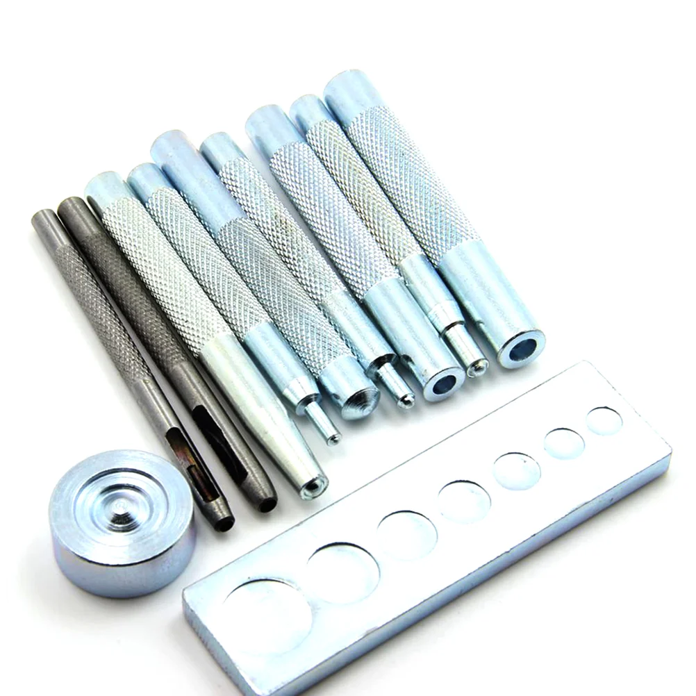 

11pcs DIY Leathercraft Craft Tool Die Punch Snap Kit Rivet Setter with Base for Punch Hole and Install Rivet Button