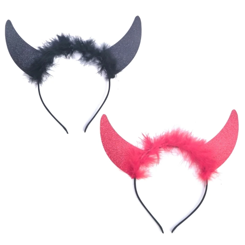 

Блестящая повязка на голову с рогами дьявола, повязка на голову с рогами Хэллоуина, повязка на голову с рогами для взрослых и