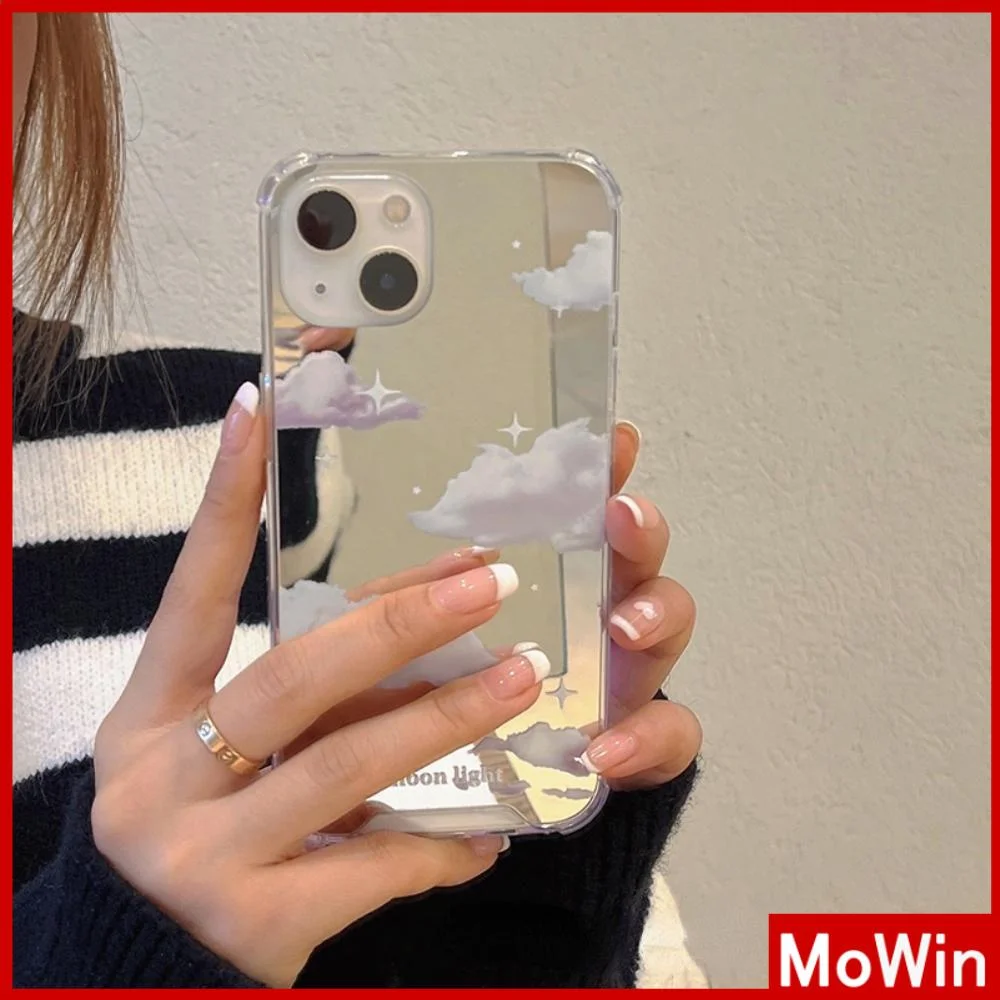 

iPhone Case Acrylic Reflective Mirror Airbag Shockproof Protection Camera Clouds Stars for iPhone 11/12/13 Pro Max 7/8Plus x/xs