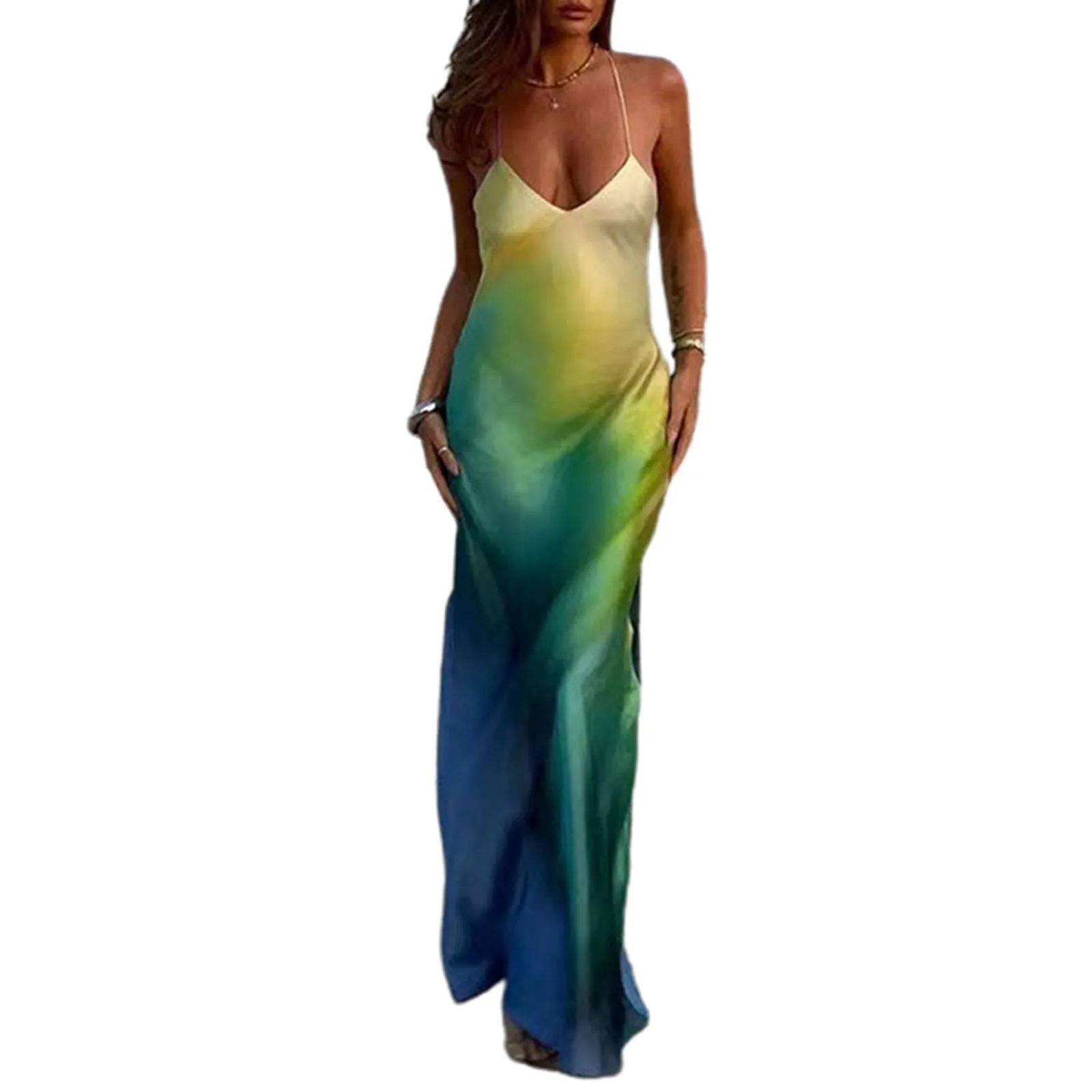 

Женское сексуальное длинное платье с лямкой на шее, женское платье миди без рукавов с открытой спиной, женское платье, уличная одежда