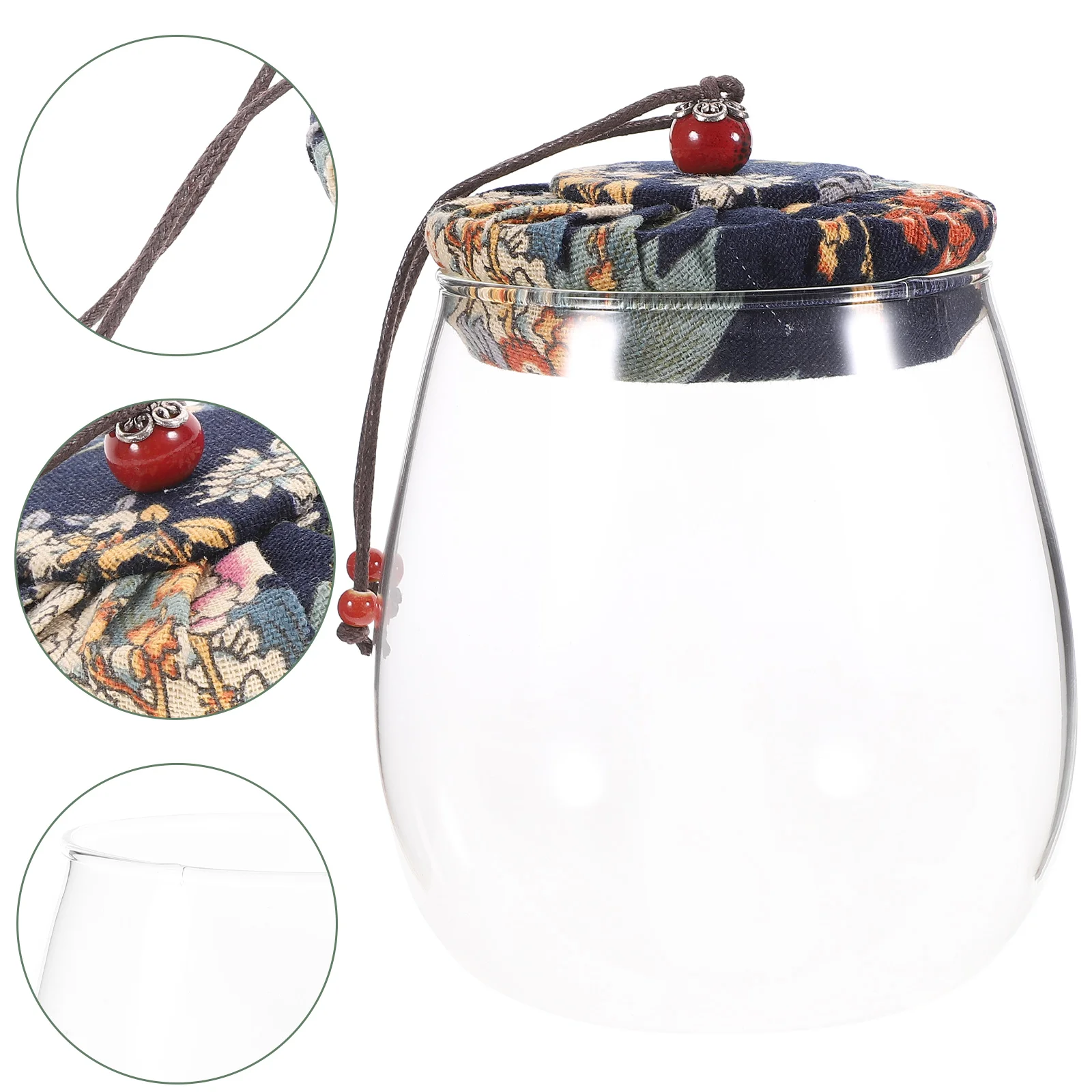 

1800 Ml Cloth Glass Terrariumss Tea Container Household Sealed Canisters Food Storage Containers Bamboo