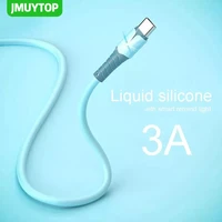 liquid silicone remind light charger cable for iphone 13 12 11 pro max x xr 7 8 plus fast charging smart usb data cord 3a enough