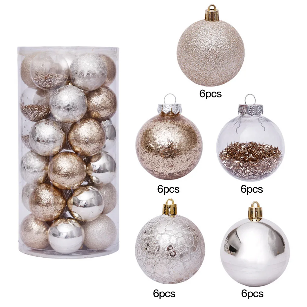 

30pcs Christmas Tree Hanging Balls Home Office Mall Tree Plastic Balls Hanging Decor Ornament