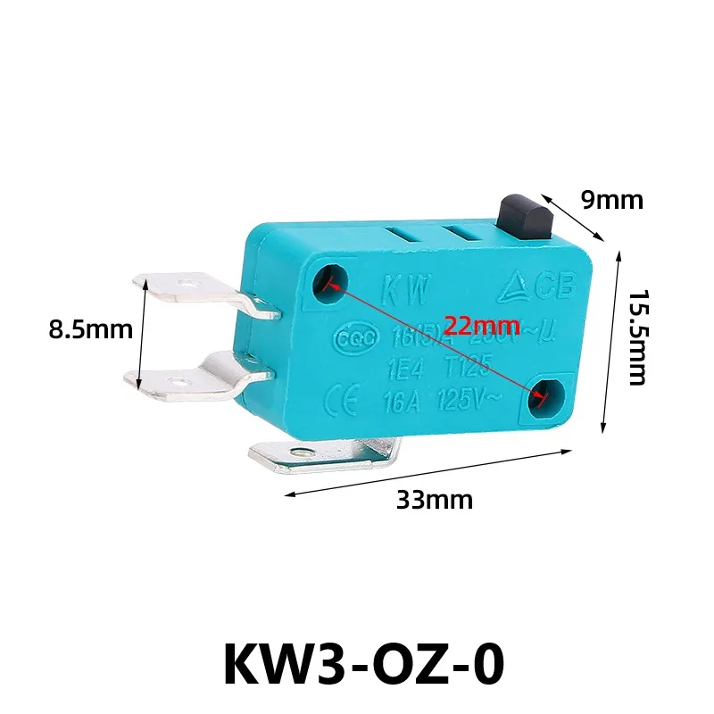 

Прямоугольный микропереключатель KW3-OZ 2-контактный 16А