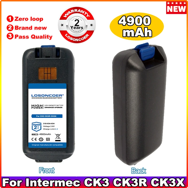 

LOSONCOER 4900mAh 318-034-034 Collector Scanner Battery For Intermec CK3 CK3R CK3X CK3X CK3A1 CK3C1