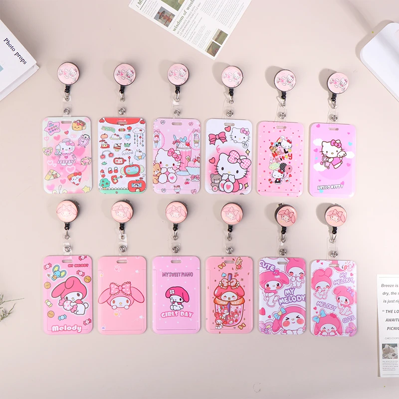 Sanrio мультфильм выдвижной зажим держатель ID карты женщин дверь девушки держатели