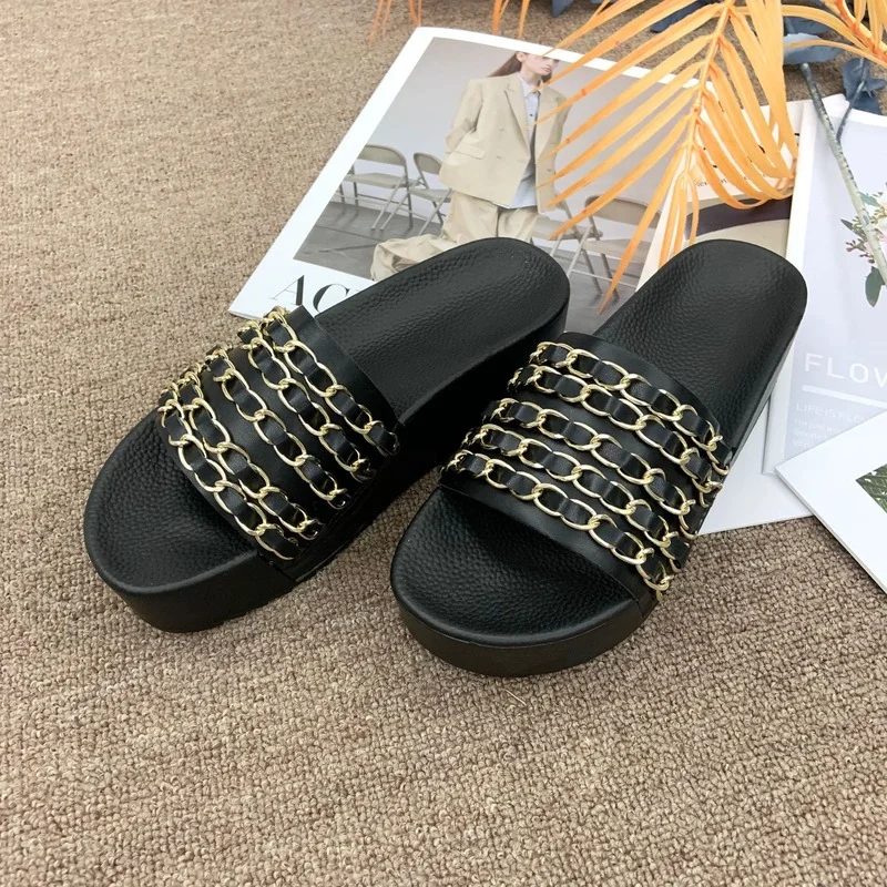 

Ladies Summer Sandals Women New Thick-soled Muffin Slippers Fashion Outer Wear Beach Large Size Slippers Comfortable Flat Shoes