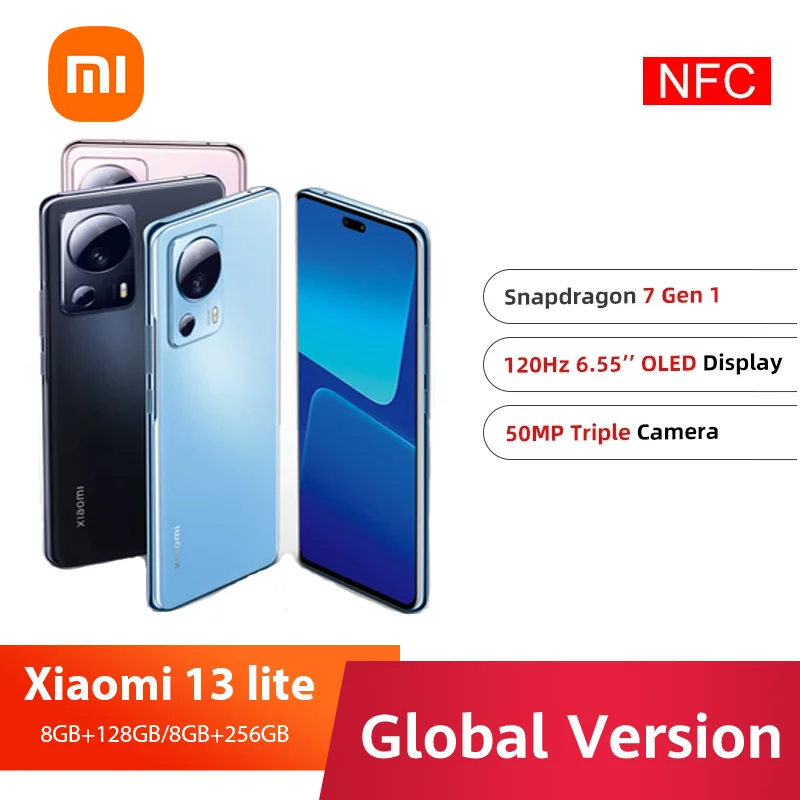 

Global Version Xiaomi 13 Lite 128GB 256GB Main Camera Snapdragon 7 Gen 1 50MP 120Hz AMOLED Display 67W Turbo Charging NFC 5G