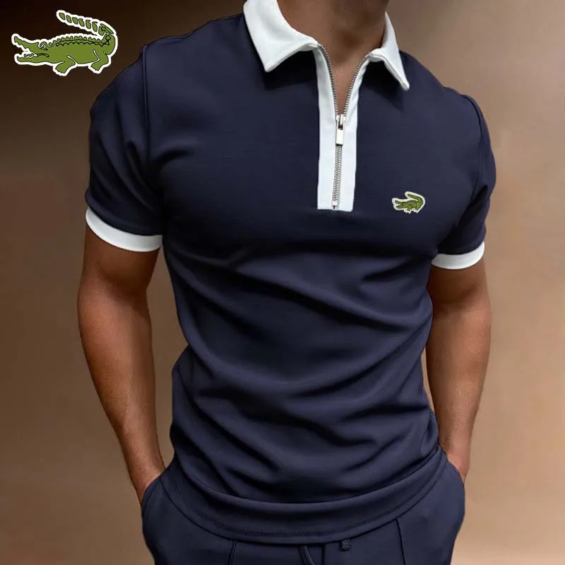 

Polo da uomo a righe estive Polo da uomo tinta unita camicia a maniche corte da uomo di marca camicia estiva abbigliamento uomo