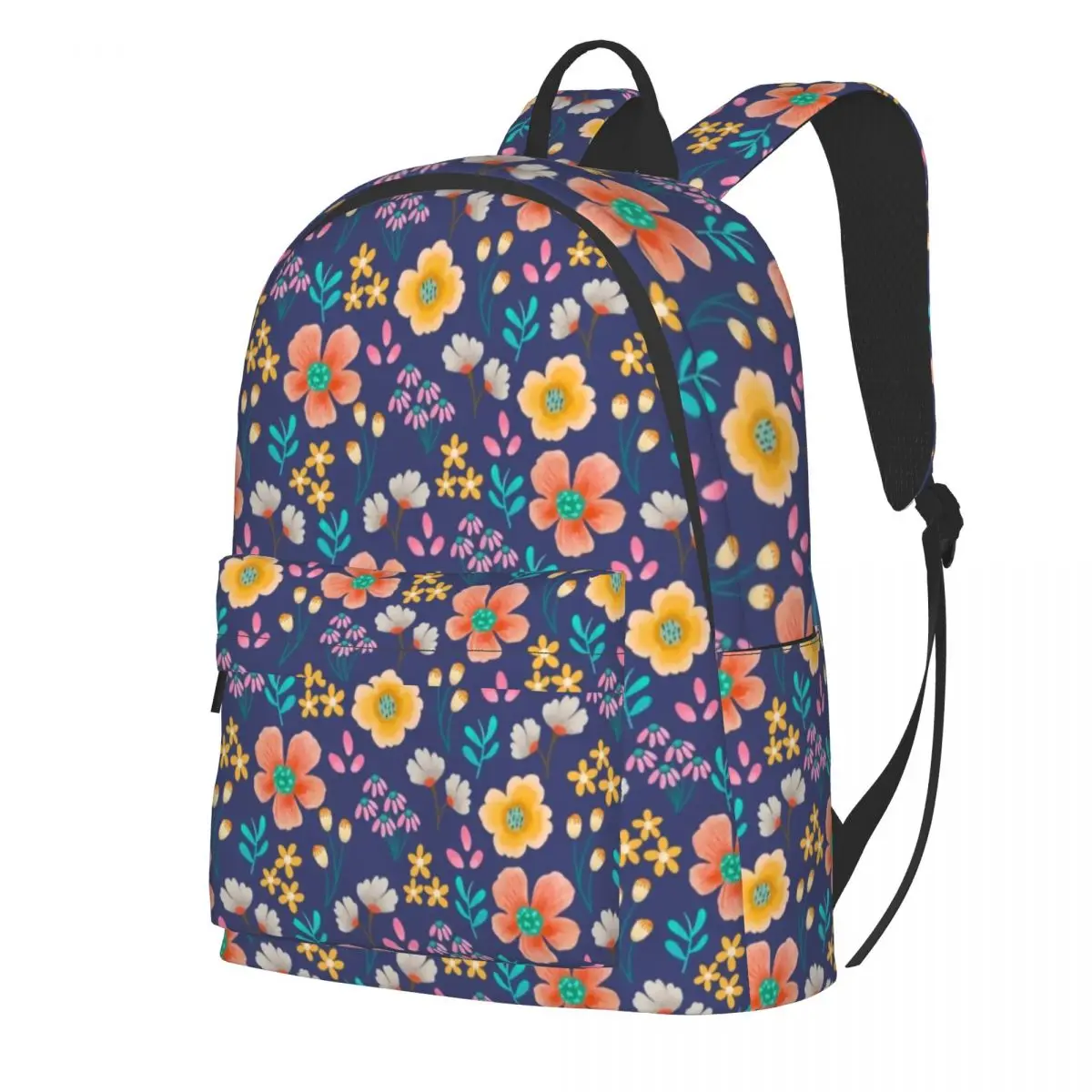 

Vibrant Bright Flowers Backpack Cute Floral Print Elegant Backpacks Gril College Large High School Bags Design Rucksack