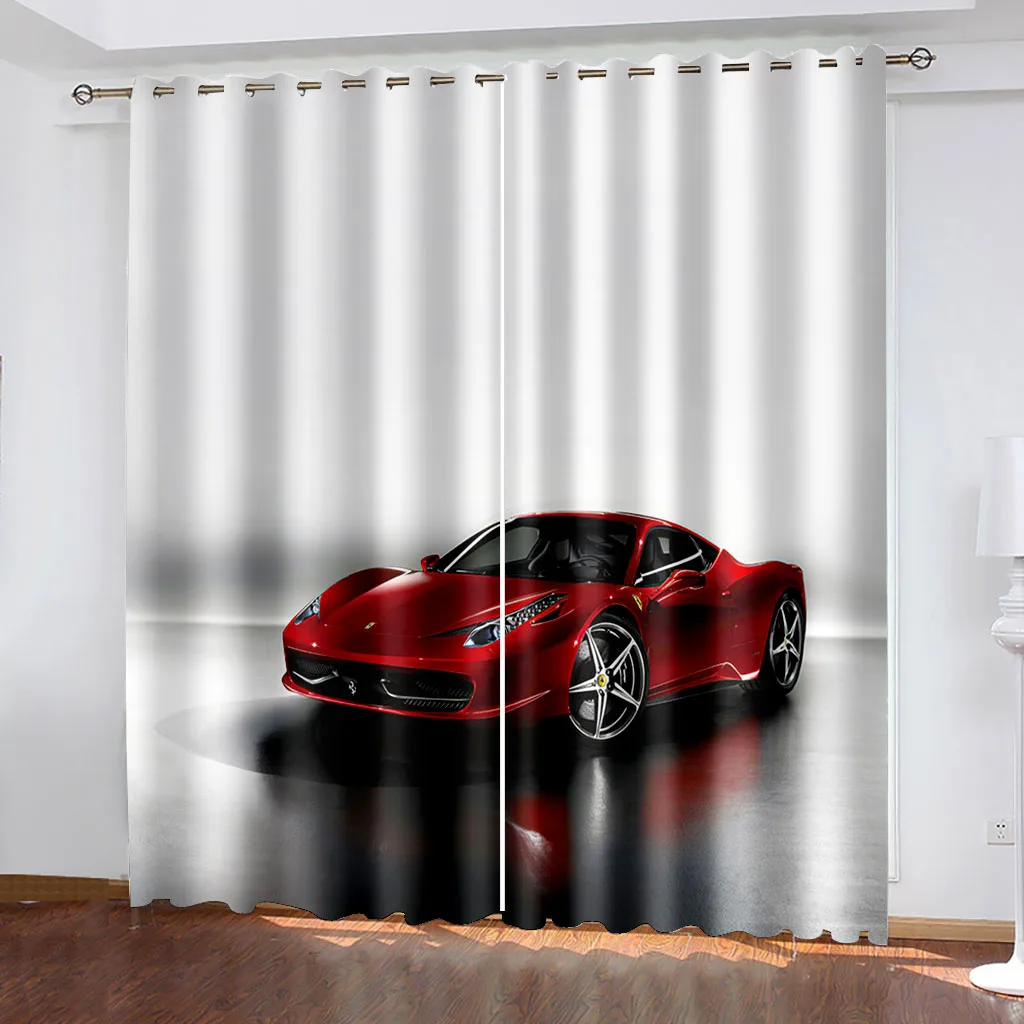 

Cortinas opacas con estampado 3D De coche para dormitorio, decoración para ventana, Sala De estar