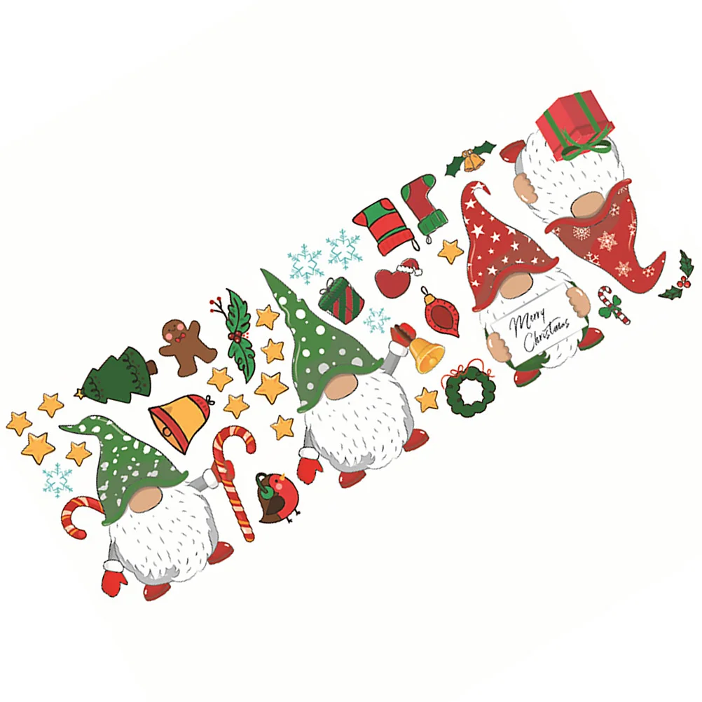 

Christmas Window Wall Stickers Sticker Decorations Decal Door Refrigerator Decalssanta Self Adhesive Displayholiday Snow Fridge