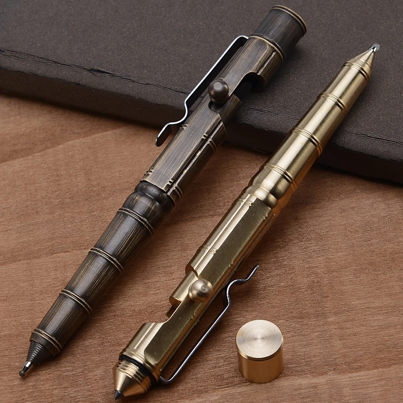 

Brass Slub Pen Retro Bolt Gel Pen Tactical Self Defense Supplies Personal Emergency Defense Tool Security Protection EDC Tool