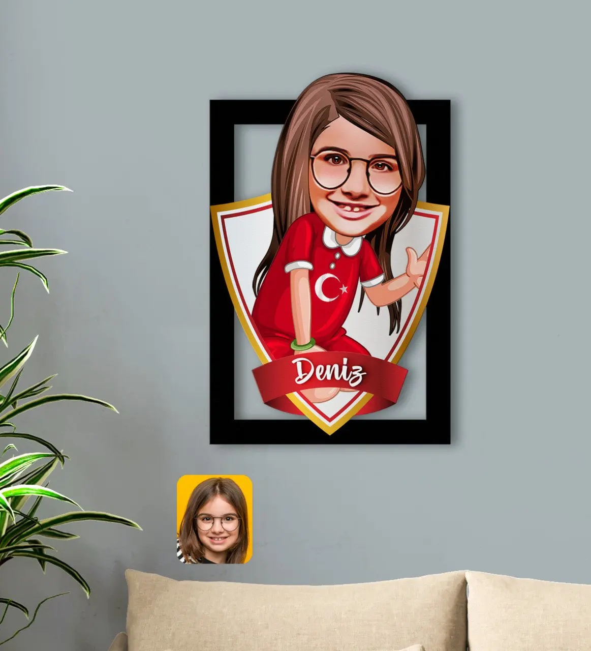 

Personalized Is Female Child Caricature OF 3D Wood Tablo-2
