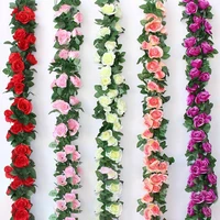simulated rose rattan decor hanging flowers winding artificial flower vines indoor plastic flowers garden wedding lay out favor