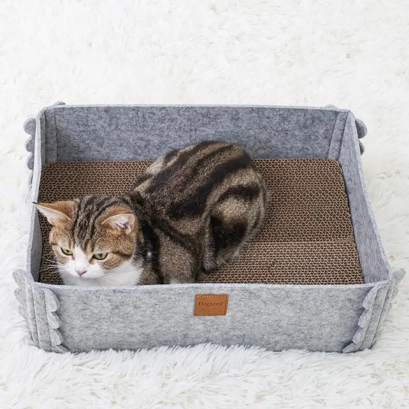 

2-in-1 Detachable Cat Bed Foldable Wear-resistant Anti-slip Scratching Board Pet Supplies For Indoor Cats