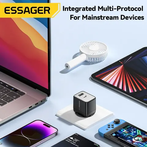 Быстрое Зарядное Устройство Essager GaN 33 Вт USB-C PD QC 3.0 Для iPhone 14/13 Samsung S21 — Компактный Дорожный Адаптер С Не...
