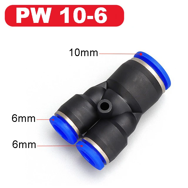 

Фитинги для труб, пластиковый пневматический быстроразъемный фитинг для воздушного, водяного соединения, Y-образная форма PY PW Connect 4, 6 мм, 8 мм, 10 мм, 12 мм