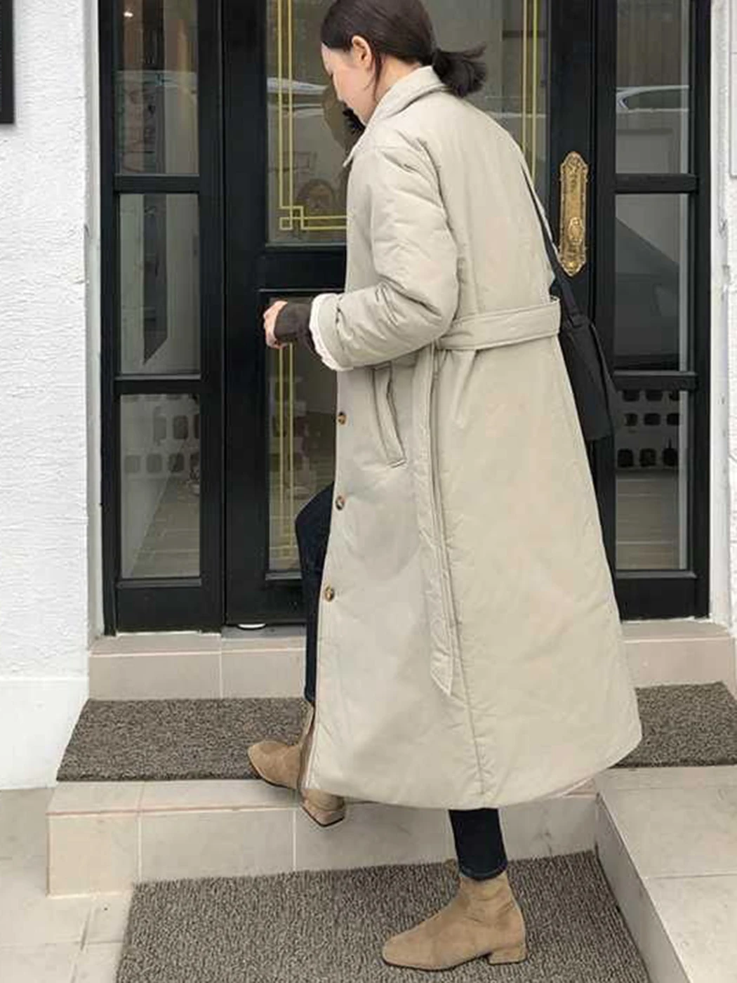 Fleece Long Warm Winter Coats For Women 2023 Fashion Solid Color Single Breasted Turndown Collar Jakcets Chic Retro Belt Parkas