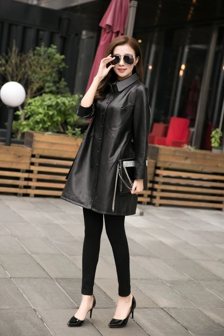 

2023Leather jacket,Fashion High Quality Sheepskin Coat Women's Jackets Spring Real Leather Jacket clothes Coat Female Veste Femm
