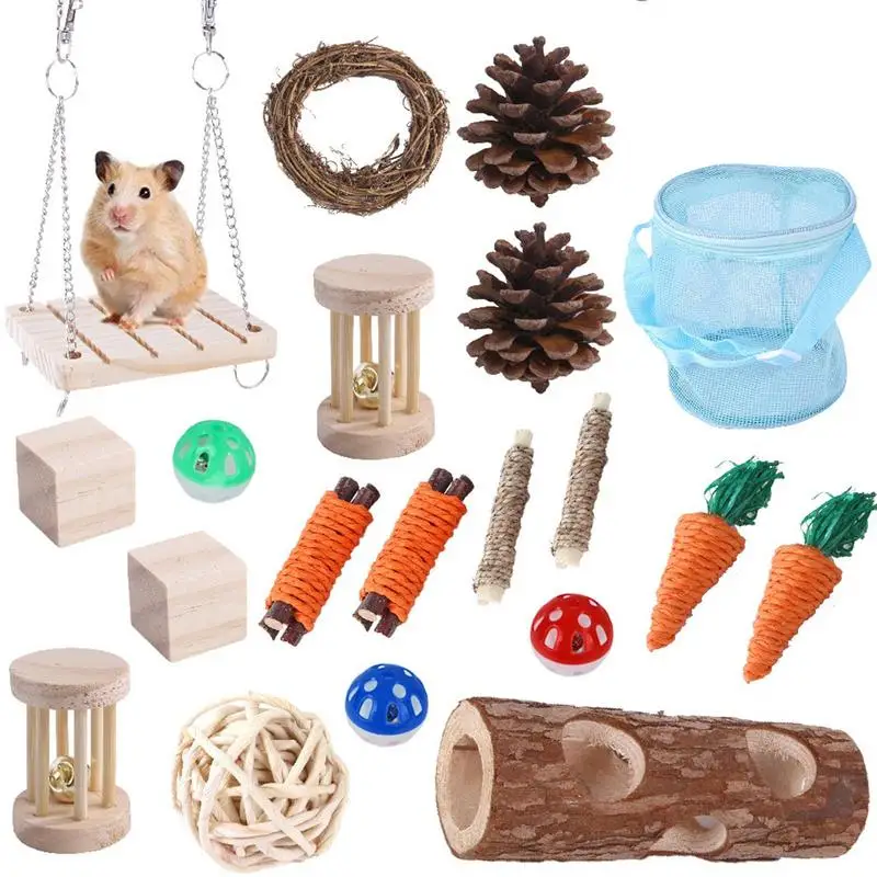 

Hamster Chew Toys Guinea Pig Chews Hamster Toy Set Hamster Chew Toys For Dwarf Hamsters Guinea Pigs Chinchillas Rabbits 20Pcs