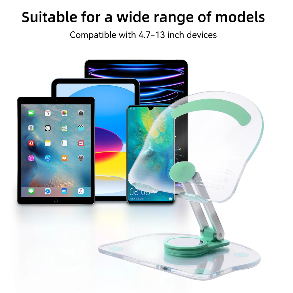 

Акриловая подставка для планшета с поворотом на 360 °, регулируемая настольная подставка, складные прозрачные подставки для планшета, ноутбука 4,7-13 дюймов, сотового телефона