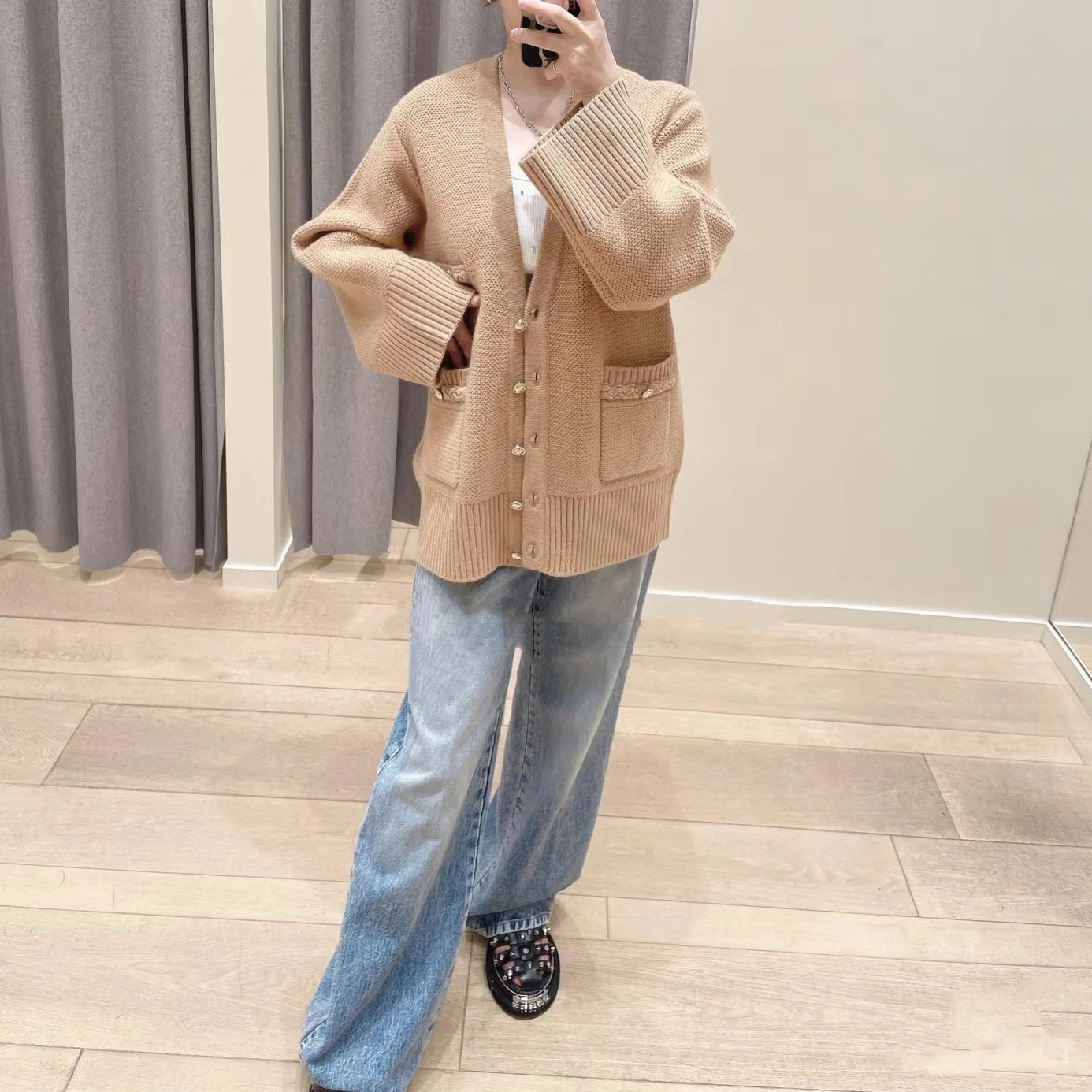 Свободный кардиган повседневная вязаная куртка в ленивом стиле контрастного