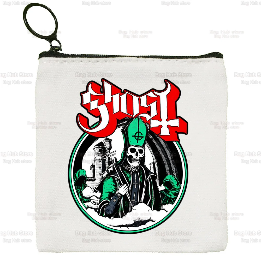 Ghost Band Hard Rock Band Bag Pure White Bag Handmade Ghost B.C. Heavy Metal Cloth Bag Coin Purse Whiteboard  Bag Handbag