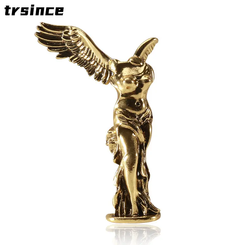 

Ancient Greek Mythology Goddess of Victory Statue Brooch Personality Creative European Character Pin Retro Alloy Corsage Badges