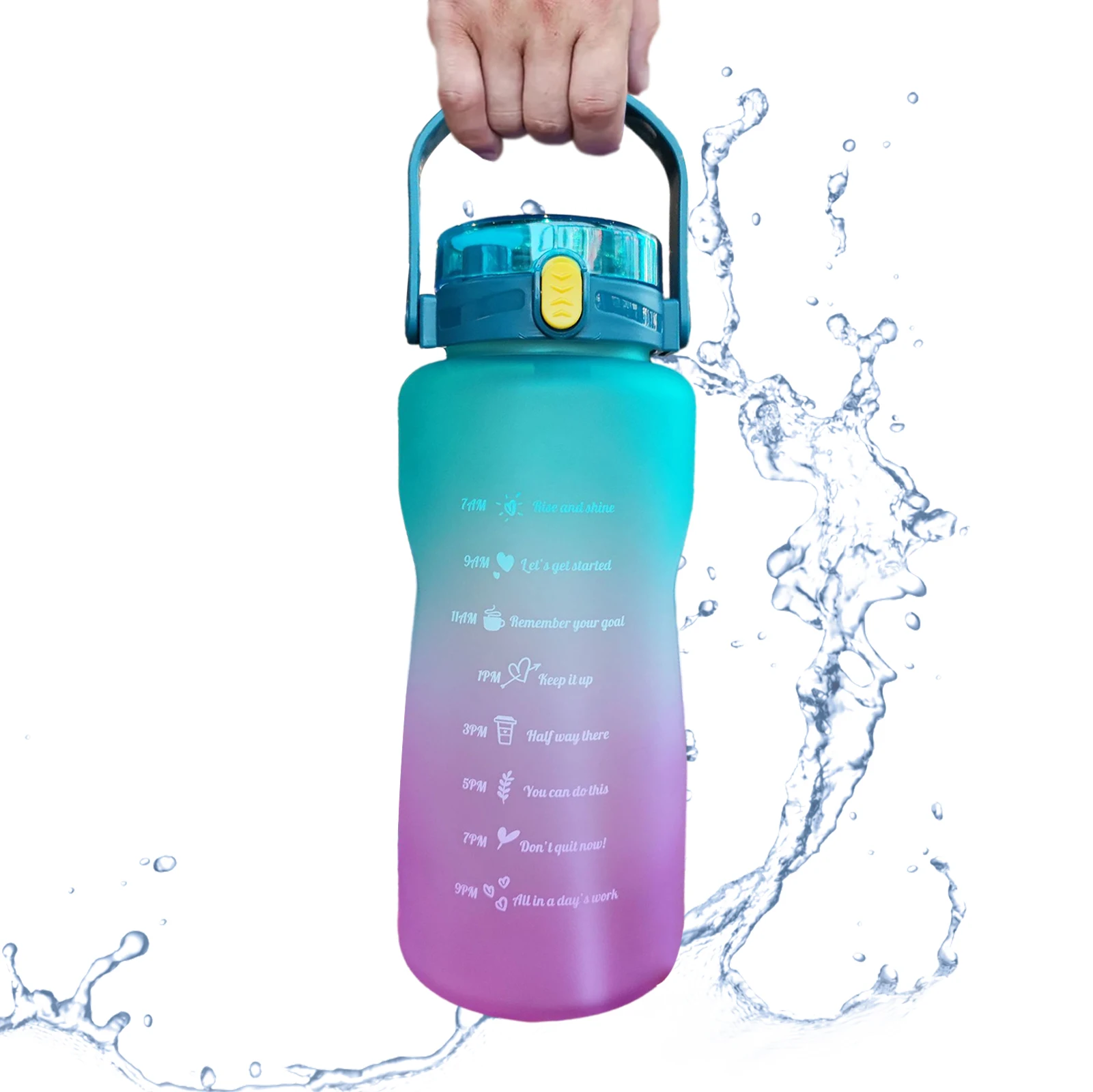 

2000 мл бутылка для воды с градиентом для кемпинга, многоразовая бутылка для воды с откидной крышкой для спорта, фитнеса, бутылка для питьевой ...