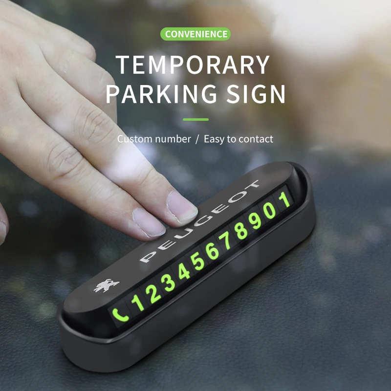 

Car Temporary Parking Card Phone Number Plate Sticker For Peugeot 206 207 208 307 308 407 508 2008 3008 107 108 306 406 408 2022