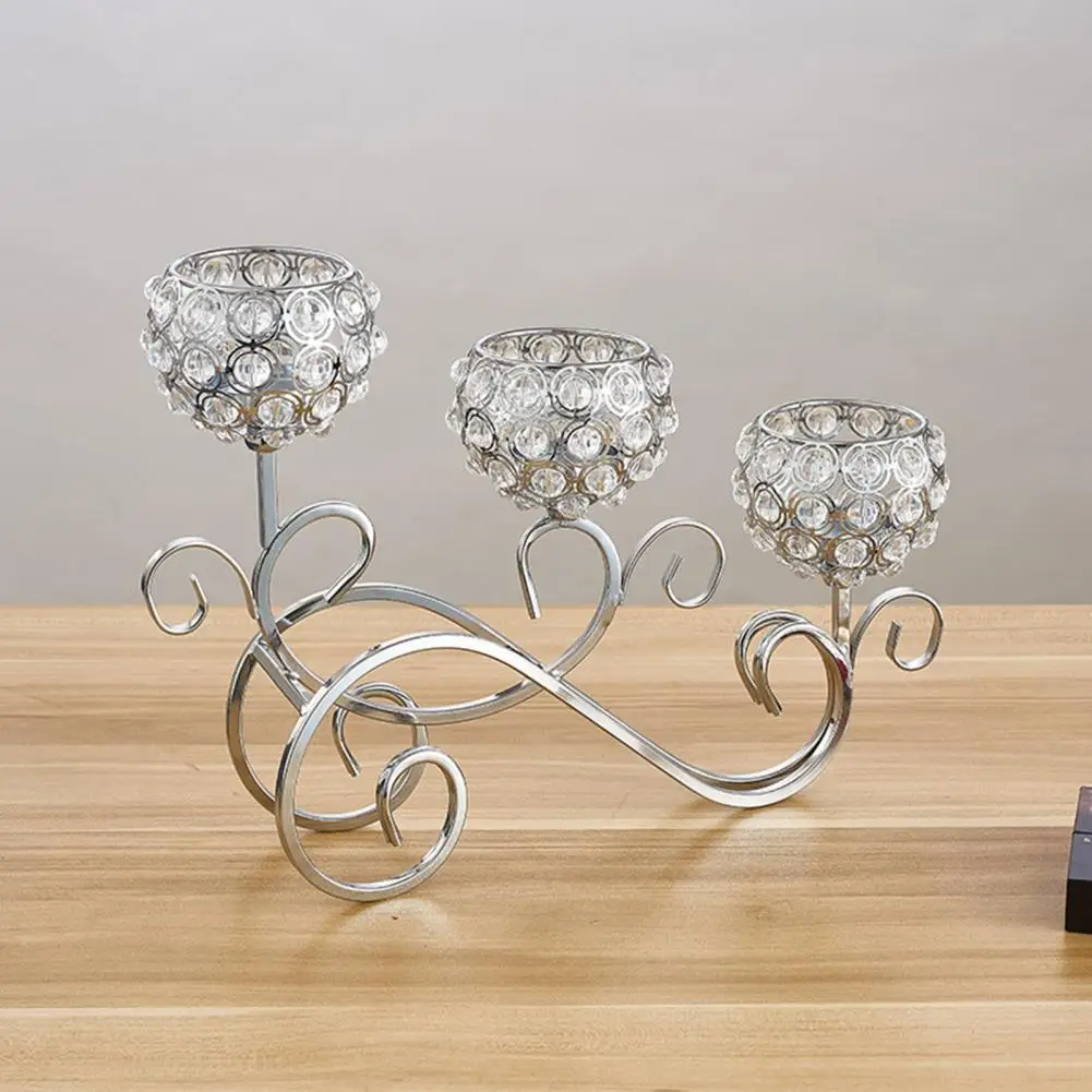 

Attractive Practical Add Romantic Vibe Pillar Holder Faux Crystal Candle Stick Electroplating Wedding Decoration