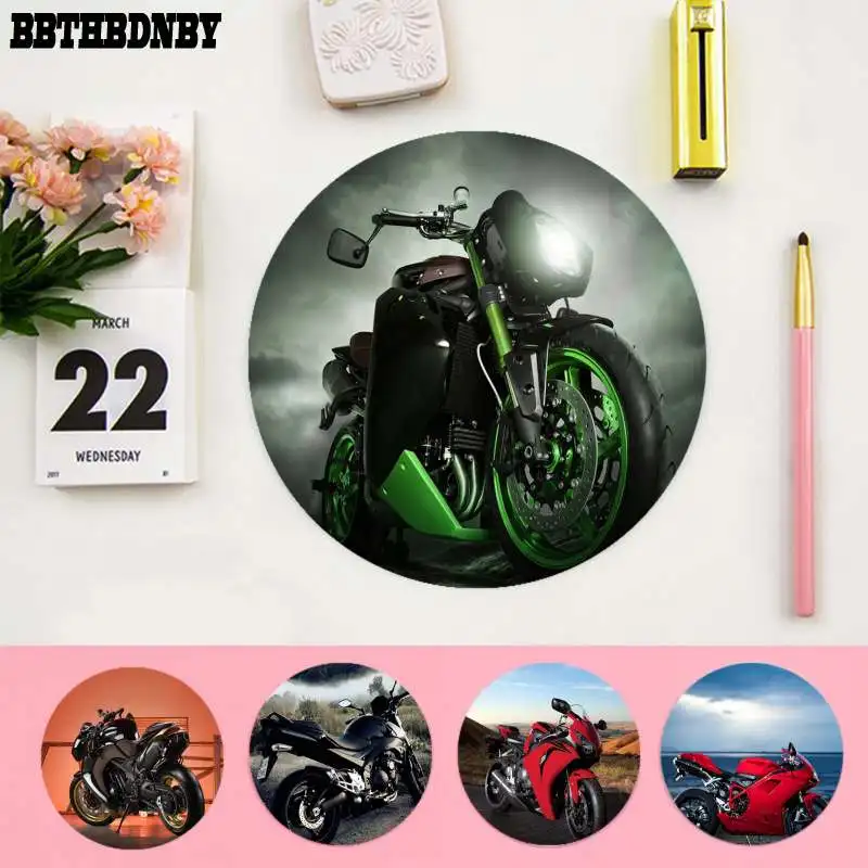 

BBTHBDNBY Vintage Cool Motorcycle Laptop Computer round desk pads Mousepad gaming Mousepad Rug For PC Laptop Notebook