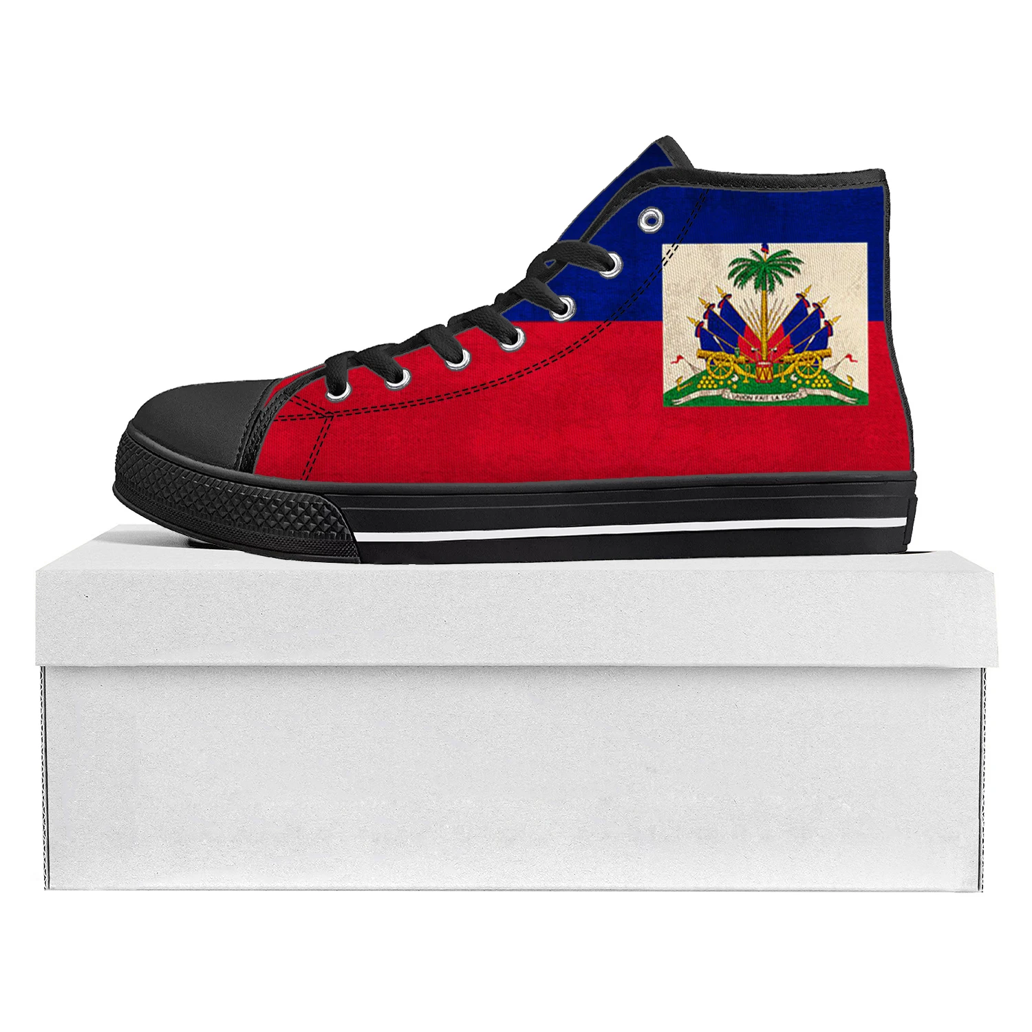 Haitian Flag High Top High Quality Sneakers Mens Womens Teenager Canvas Sneaker Haiti Casual Couple Shoes Custom Shoe