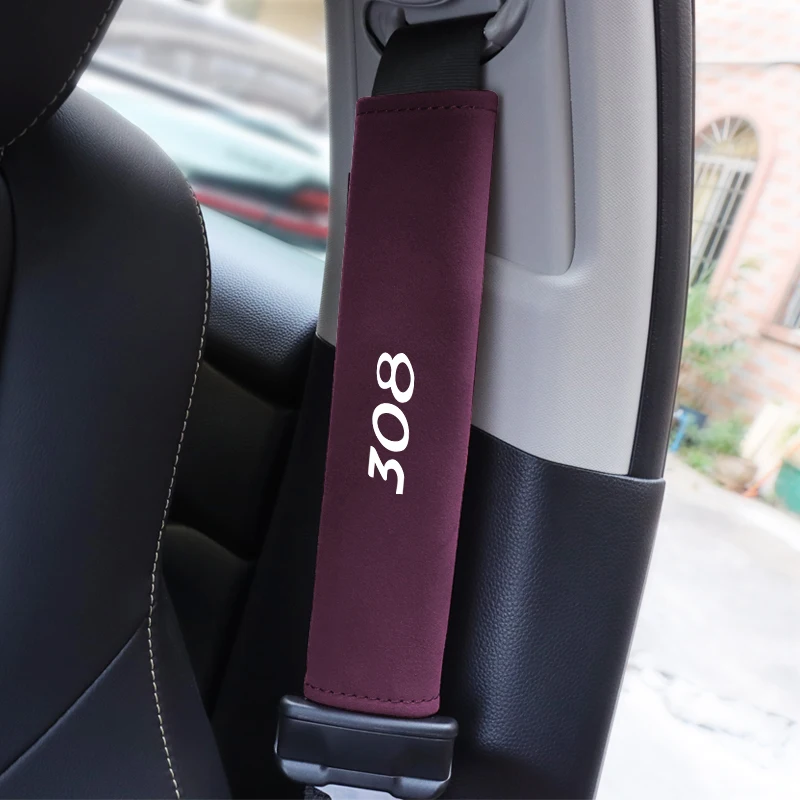 

Car Seat Belt Cover Auto Seat Belt Shoulder Pad Clip Suede Carbon Fiber For Peugeot 308 Auto Accessories Driver Shoulder Care