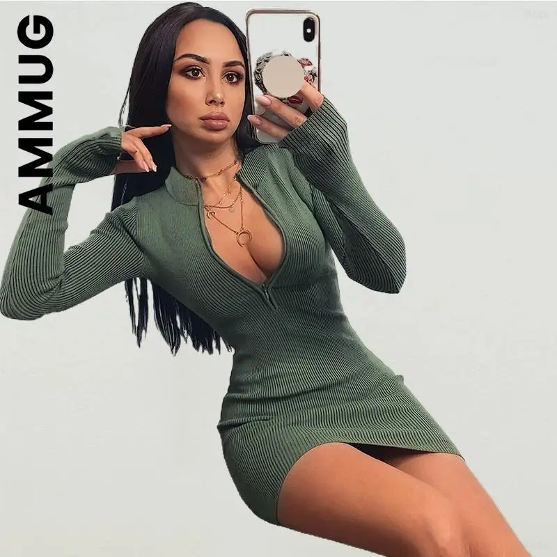

Ammug Women New Knitted Sweater Soft Korean Holiday Sweet Dress Popular Jumper Women's Dresses Slim Basic Female Dress Robe