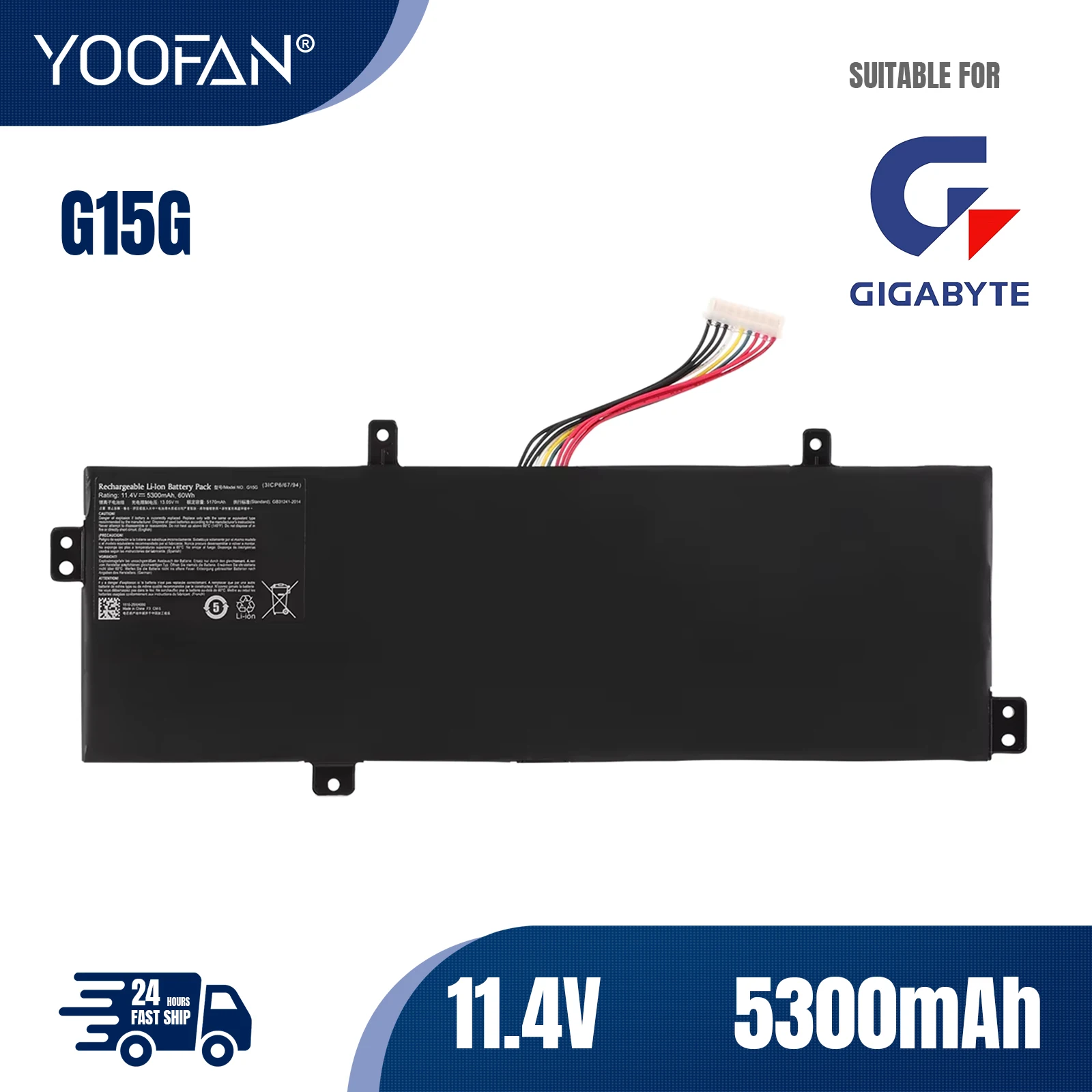 YOOFAN Bateria ordenador портативный G15G 11 4 В 60 Втч для ThundeRobot 911 Targa T6A T6C T5TB T6D GIGABYTE SabrePro