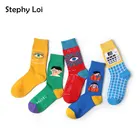 HarajukuНовинка; хлопковые носки для девочек с глазами; милая уличная одежда; Забавный подарок для девочек; дизайнерские носки для катания на коньках в стиле хип-хоп; цвет желтый; Красивые японские носки