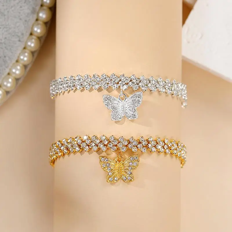 1 шт. Блестящий декоративный браслет на лодыжку в виде бабочки женские модные